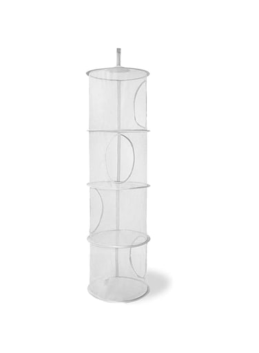 UESDU Hanging Mesh Storage Bag Collapsible Hanging Mesh Basket Foldable Hanging Soft Toy Storage Hanging Mesh 4 Tier Compartments Hanging Mesh Storage Basket