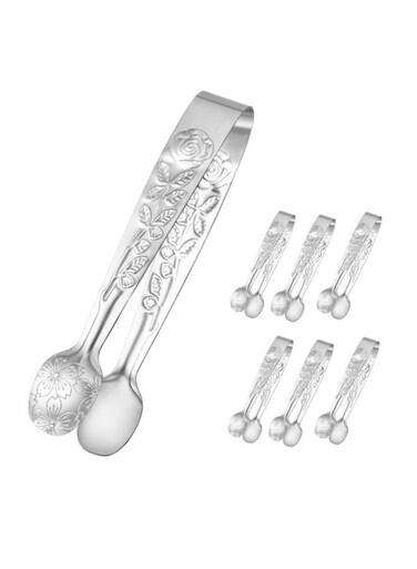 Mini Serving Tongs Small Rose Sugar Cube Tongs (Silver)