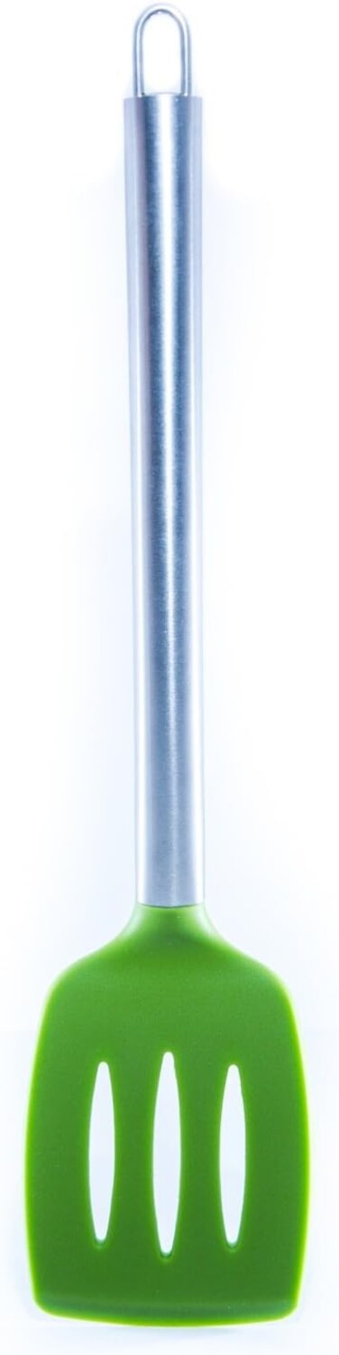 Chef Frog BEST Silicone Slotted Turner Spatula - For Home or Professional Use - Features our 'Stay-Cool' Stainless Steel Handle