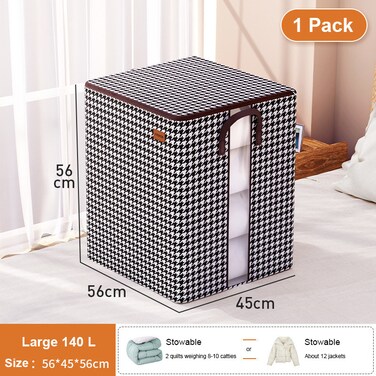 Mei Lifestyle Large Capacity Foldable Fabric Storage Bag with Striped Pattern - Non-Woven Quilt Organizer