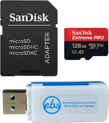 SanDisk Micro SD Extreme Pro Memory Card Bundle Works With DJI Osmo Action Camera (GN6MA) Class 10, UHS-1, U3, 4K, Plus (1) Everything But Stromboli (TM) SD, MicroSD Card Reader