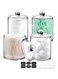 SheeChung 4 Pack. Plastic Acrylic Bathroom Vanity Countertop Canister Jars with Storage Lid, Apothecary Jars Qtip Holder Makeup Organizer for Cotton Balls,Swabs,Pads,Bath salts (Clear, 12oz&amp;10oz)