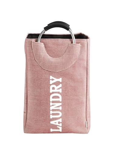 GOGO Laundry Basket Foldable Laundry Basket with Handle Large Capacity Dirty Clothes Basket Storage Bag Waterproof Home Laundry Organizer Hamp 32x25x50Cm - Pink