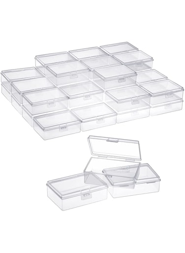 MAKINGTEC Transparent Plastic Box, 40 Pieces Mini Square Bead Storage Container Box for Business Card Bank Card ID Card Earplugs or Other Small Items (9.7x6.6x3.2cm)