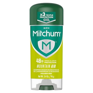 Mitchum Men's Deodorant, Antiperspirant, Triple Odor Defense Gel Stick, 48 Hr Protection, Dermatologist Tested, Alcohol Free, Mountain Air, 3.4 Oz (Pack Of 1)