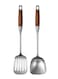 Long-Handled Chinese Stir-Fry Spatula and Slotted Spatula Set, 2-Piece Stainless Steel Stir-Fry Kitchen Tools, Ideal for Stir-Frying, Baking, and Kitchen Cooking