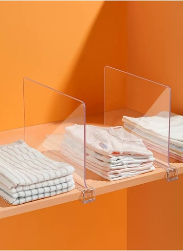 2PCS Acrylic Transparent Bookshelf Divider for Storing Hats, Bags, Partition Boards, Wardrobe Layered Storage Artifact