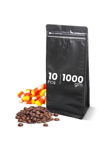 Packing Reusable 1000mg Black Coffee Pouches with Valve, Moisture-Proof Zipper Bag, Vacuum Seal Bags For Food Storage, Coffee Beans, Jewelry, and Packaging Resealable Zip Lock Bags