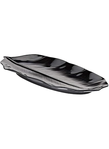Harmony 15.3 inch Leaf Shaped Plate,Black