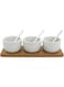 HIT Bamboo Condiment Set 7-Pieces, White/Brown