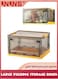 Folding Storage Boxes,32L Stackable Storage Boxes With Lids And Wheels,Side Open Transparent Door,Large Storage Container Crate For Clothes Snacks Toys Books,Home Office Bedroom(Mango Yellow)