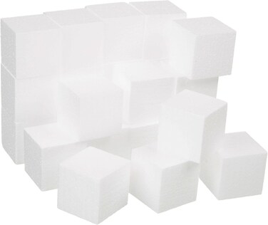 CRAFT MAGIC 24pcs Craft Foam Block   3x3x3 inch   Rectangle Polystyrene Foam   Thermocol   Styrofoam   for Art Sculpting   Flower Arrangements   Modeling   DIY Arts and Crafts   School office home