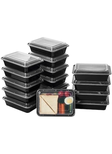 KASTWAVE 32oz Meal Prep Containers, Extra Large &amp;Thick Food Storage Containers with Lids, Reusable Plastic, Disposable Bento Box, Stackable, Microwave/Freezer/Dishwasher Safe, BPA Free (50Pack)