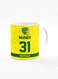 Designer Printed Coffee Mug with Heavy Duty Handle 11oz Ceramic Personalised Gift Mugs Cup - Cricket Player - David Warner, Jersey Number - 31 (With Logo)