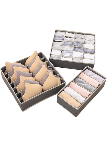 SKEIDO Underwear and Socks Storage Box 3-Piece Set Clothing Accessories Storage Box Foldable Storage Box Multi functional Home Organizing Box Wardrobe Organizing Storage Box