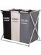 ECVV Laundry Basket 3 Sections, Foldable Laundry Hamper Sorter for Bedroom Bathroom Dorm, Waterproof Divided Dirty Clothes Basket with Aluminum Frame