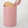Plastic Round Trash Can Small Wastebasket - Garbage Bin Container with Swing-Close Lid - Bathroom Garbage Basket - Holds Waste, Recycling - 1.3 Gallon - Basa Collection - Pink