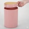 Plastic Round Trash Can Small Wastebasket - Garbage Bin Container with Swing-Close Lid - Bathroom Garbage Basket - Holds Waste, Recycling - 1.3 Gallon - Basa Collection - Pink