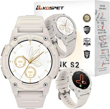 KOSPET Tank S2 Smart Watch for Men Women GPS, 5ATM Waterproof white