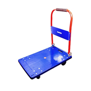 Makute 200kg Foldable Platform Hand Truck, Heavy Duty Blue Trolley with Non-Slip Surface and Silent Wheels, Portable Push Cart for Warehouse and Home - MKFPHT10200