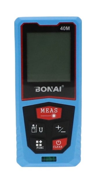 Bonai 40M Laser Distance Measure Meter with 1 Bubble Level, Min/In/Ft Unit Switching, LCD Backlit Display, Pythagorean Mode, Area and Volume
