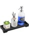 Luxspire Vanity Tray, Toilet Tank Storage Tray, Resin bathtub tray bathroom tray Black Tray, Vanity Organizer for Tissues, Candles, Soap, Towel, Plant, etc - Black