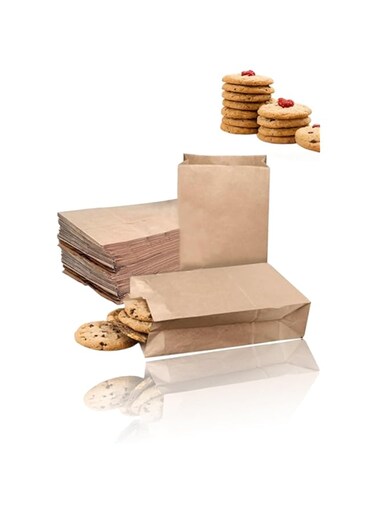 Brown Paper Lunch Bags, 4 lb Capacity, 100 Pcs Bulk Pack   Kraft Paper Bags for Snacks, Crafts, and Lunch   Small Grocery Bags - Brown/Kraft