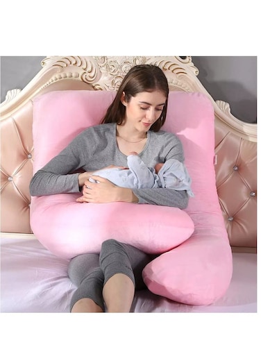 Women&acirc;&euro;&trade;s Side Sleeping Pillow, U-Shaped Multifunctional, Breastfeeding Pillow- Pink