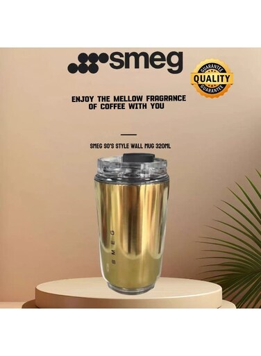 Retro Watanabe Gold 320ml Double-Walled Vacuum Stainless Steel Insulated Mug 360&Acirc;&deg; Leak-Proof Car Travel Portable Coffee Cup One-Click Direct Drinking Hot and Cold Dual-Use Four Options Available