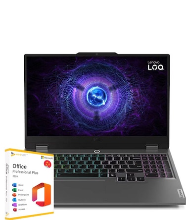 Lenovo LOQ 15IRX9 Gaming Laptop, 15.6" FHD 144Hz IPS Display, Intel Core i7-13650HX Processor, 16GB RAM, 512GB SSD, GeForce RTX 3050 6GB GPU, Backlit ENG KB, Win11, Grey+Free MS office 2024
