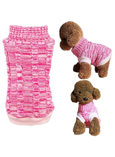 Casual Elegant Cat Dog Pet Sweater Turtleneck Knitted Knitwear Outerwear with Collar for Dogs &amp; Cats Pets (Rose, XL)