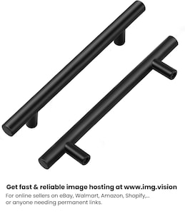 First Pro 10-Pack Matte Black Cabinet Handles & Drawer Pulls, Stainless Steel, 7-3/8" Length, 5" Hole Center, Kitchen & Wardrobe Pulls