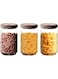 TAPIT Glass Storage Jars with Acacia Wood Lids -Set of 3 Transparent Borosilicate Airtight Glass Container, Stackable Perfect for Storing Kitchen Food, Grains, Coffee Beans, Tea (3pcs,800ml)