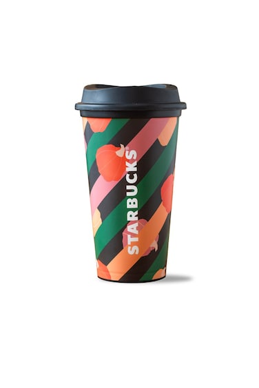 Starbucks Reusable Hot Drink Cup, Designed Pumpkin - Black (473ml)
