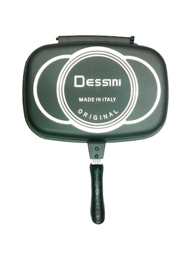 Dessini Aluminum Two-Sided Double Grill Non-stick Pressure Pan, Black