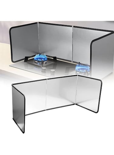 Arabest Grease Splatter Guard, Foldable Stainless Steel Oil Splatter Screens for Frying Pan, Nonstick Oil Splash Insulation Board Oil Splatter Guard Stove Heat Insulation Board for Cooking (4 Sided)