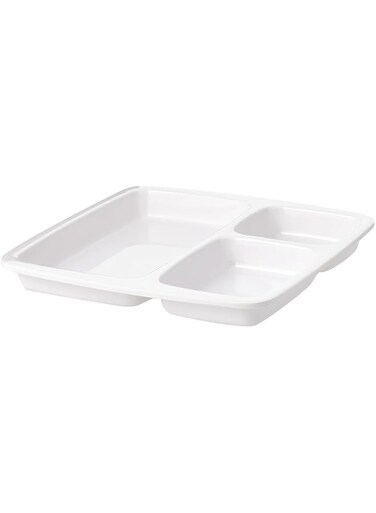 Dinewell 3 Partition Horeca Serving Trays White- Dwhp3073W, White, Melamine Material