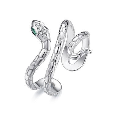 Wrapped Snake Copper Platinum-plated Adjustable Open Ring(YIR245-E)