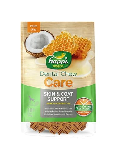 Happi Doggy Dental Chew Care-Skin &amp; Coat Support-2.5" (18 Pieces)-150g