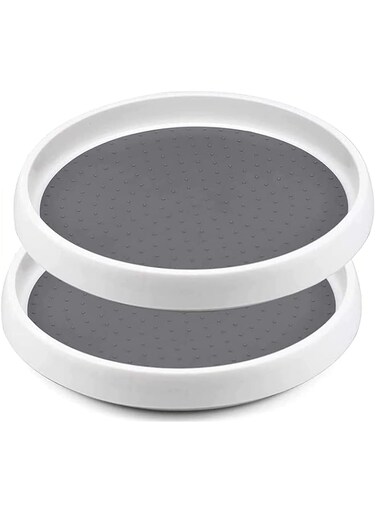 U-HOOME Lazy Susan,12 inch Turnable Lazy Susan Spice Rack Organizer for Large Cabinet, Kitchen Dining Table Refrigerator Bathroom Organization (1 Tier-2 pack)