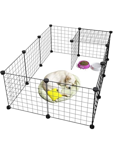 Newrainbow Pet Playpen Metal,Metal Pet Folding Playpen Dog Kennel Pets Fence Exercise Cage 12 Panels Metal Wire Yard Fence for Small Animals Dog Pets