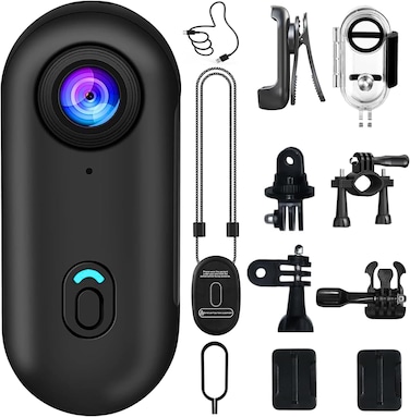 4K POV Thumb Action Camera Wearable Mini Body Camera Clip On Waterproof Hands-Free Body Cam Video Recorder for Ski Cycling Running Swimming Hiking Travel Vlogging