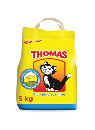 Thomas Cat Litter, Natural Minerals Litter Sand, This Cat Litter Clumping and Highly Absorbent Nature Will Ensure Your Cat Will Come Back to its Cat Litter Box with Comfort, Bag of 5kg
