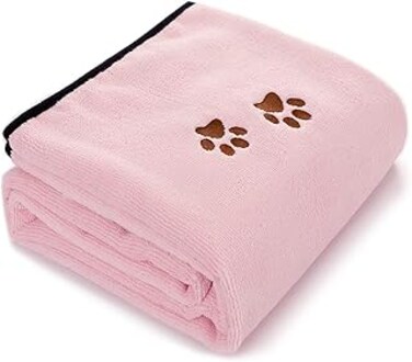 LIENJAER Dog Towel Super Absorbent Soft Cat Towel Microfiber Bath Drying Pet Towels for Dogs Cats Kitten Samll (Pink)