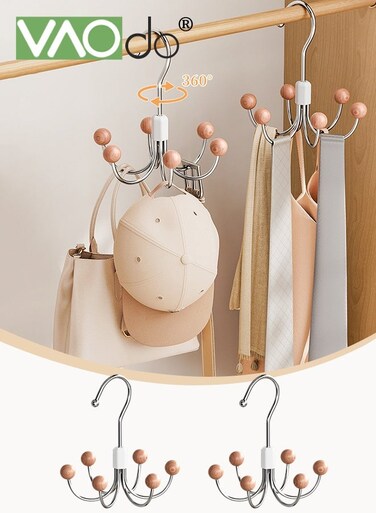 2-Pack 360&Acirc;&deg; Swivel Hoodie Hangers with 6 Cedar Balls, Closet Organizer for Bra, Scarves, Belts, Purse &amp; Accessories Storage, Space Saving Closet Organizers and Storage