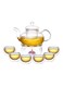 ML Borosilicate Glass Tea Pot Set Infuser Teapot + Glass Tea Warmer + 6Pcs 50 ML Double Wall Tea Cups Gift Set Clear 30ml
