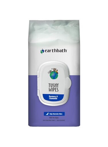 Earthbath Wipes - Helps Neutralize Oder Between Washes, Cleanses and Soothes, Good for Dogs &amp; Cats Rosemary Chamomile, Tushy 100 Count