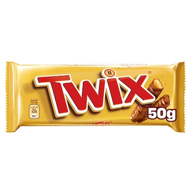 Twix Original Chocolate Bar,  2 Bars, 50g