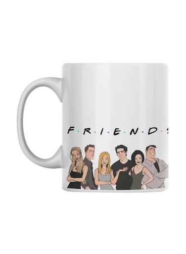 Friends Printed Mug White/Black/Beige 350ml