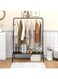 ARFARLY Metal Garment Rack,Clothes Garment Coat Rack with Bottom Shelf, Heavy Duty Clothes Stand Rack with Top Rod and Lower Storage Shelf Industrial Clothes Rack for Indoor Bedroom